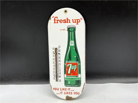 VINTAGE 7UP THERMOMETER - 15”