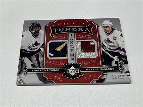 2007/08 UD ARTIFACTS NASLUND & LUONGO DUAL PATCH CARD #10/10