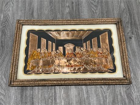FRAMED COPPER THE LAST SUPPER PICTURE - 26”x16”