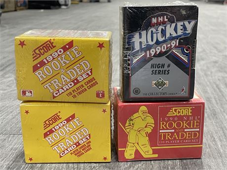 4 SEALED NHL HOCKEY 1990-91 SCORE CARD SETS
