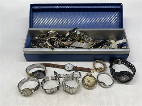 BOX OF WATCHES - AS IS