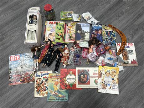 LARGE LOT OF MISC. COLLECTABLES - DOLLS, COMICS & MORE