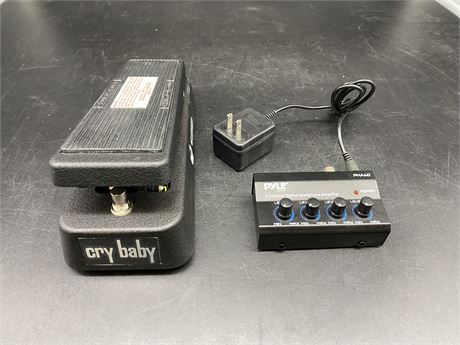 CRYBABY GCB95 PEDAL (no cords) & PYLE HEADPHONE AMPLIFIER
