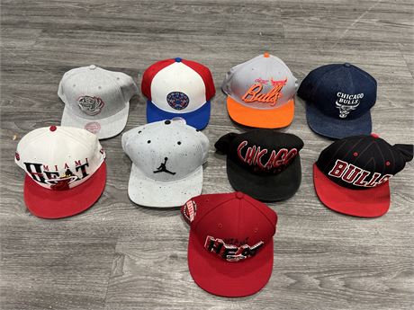 9 NBA SNAP BACK HATS - SOME NEW