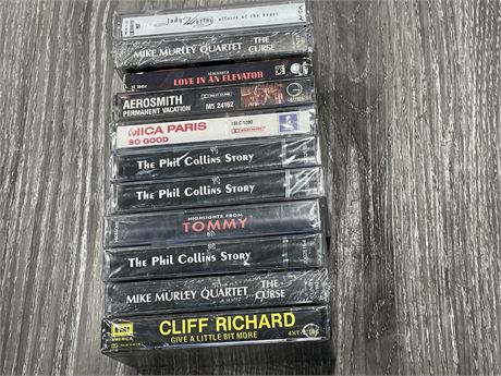 11 MISC CASSETTE TAPES SOME SEALED