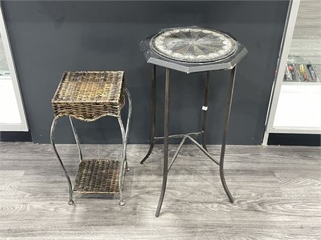 2 WROUGHT IRON PLANT STANDS - LARGER ONE IS 28”x14”