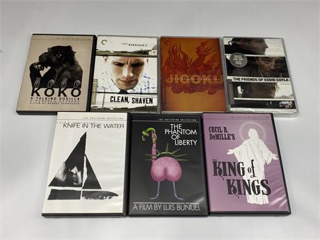 7 CRITERION DVDS (Friends of Eddie Coyle is sealed)