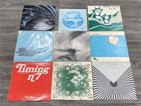 LOT OF 9 RARE MUSIC DE WOLFE RECORDS - VG+ AND UP