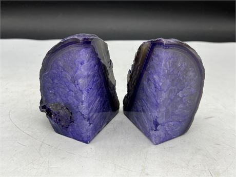 PAIR OF AGATE BOOK ENDS 4.5”