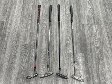 4 GOLF PUTTERS - 2 RIGHT HANDED & 2 LEFT HANDED