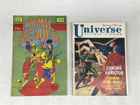 1954 UNIVERSE SCIENCE FICTION MAGAZINE & MAY 1977 #143 COMIC READER