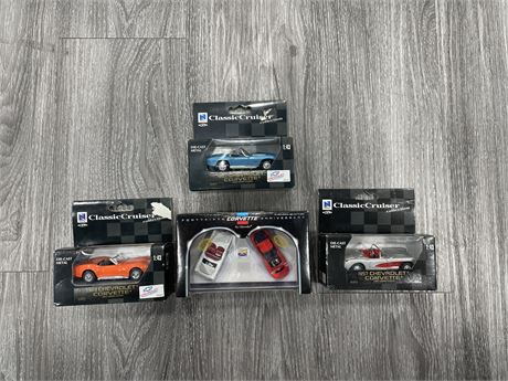 4 NEW DIECAST CORVETTE NUMBERED 1:43 SCALE