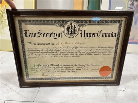 ANTIQUE SOCIETY OF UPPER CANADA CERTIFICATE (17”x12”)