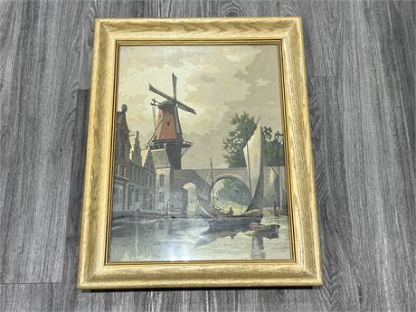 FRAMED WINDMILL PAINTING 22X28”