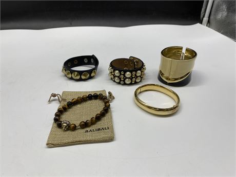 LOT OF 5 BANGLES/BRACELETS - INCLUDES 1 GOLD PLATED