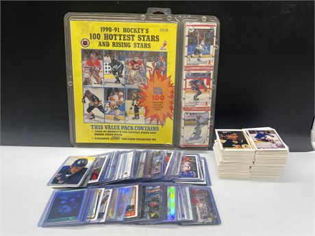 NEW 1990 RISING STARS NHL CARD PACK + MISC CARDS IN TOP LOADERS & ECT