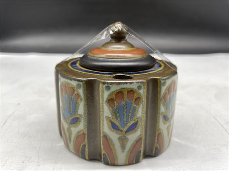 RARE VINTAGE GOUDA INKWELL LINER & LID 3” (MADE IN HOLLAND)