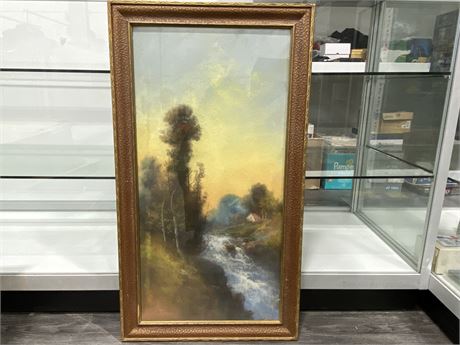 EARLY WILLIAM HENRY CHANDLER SIGNED PASTEL PAINTING (17.5” x 31.50)