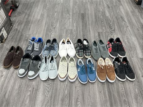 13 BRAND NEW PAIRS OF ETNIES & EMERICA SHOES (APPROX SIZE MENS 9-9.5)
