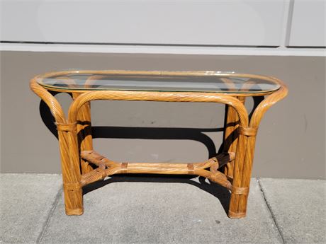 VINTAGE BAMBOO ROPE TABLE (27" tall - 51" length)