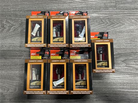 7 NEW SKIL CABINETRY / JOINERY ROUTER BITS - SPECS IN PHOTOS