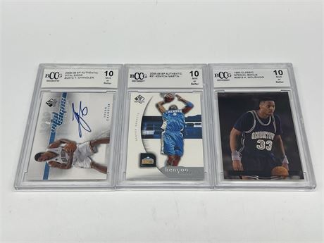 (3) BCCG GRADED 10 BASKETBALL CARDS - ONE AN AUTO