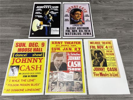5 JOHNNY CASH POSTERS 11x17