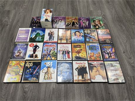 LOT OF 29 DVD’S INCL: SPONGEBOB, SEX AND THE CITY MISSING SEASON 6 PART 2, ECT
