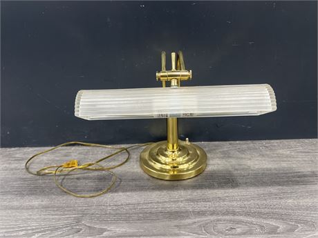VINTAGE BRASS DESK LAMP - 12” TALL