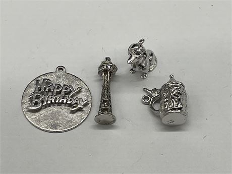 4 STERLING CHARMS (16G TOTAL)