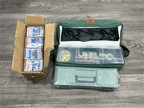 LARGE LOT OF NEW FISHING GEAR - TACKLE BOXES, PANCO BELL SINKERS