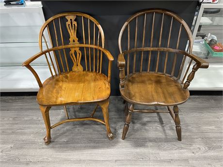 2 MCM HANDCRAFTED ARM CHAIRS 22”x17”x26”