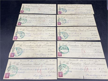 10 VINTAGE VANCOUVER BANK NOTES