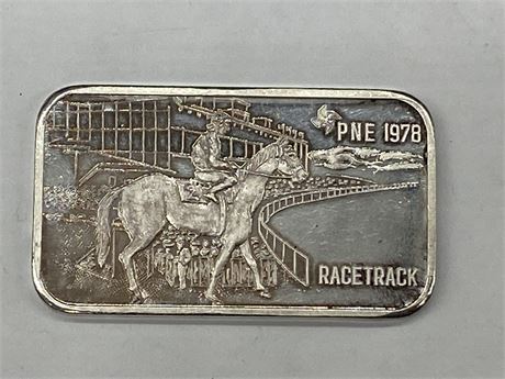 VERY RARE - 1 OUNCE INGOT SILVER .999 FROM 1978 PNE RACETRACK
