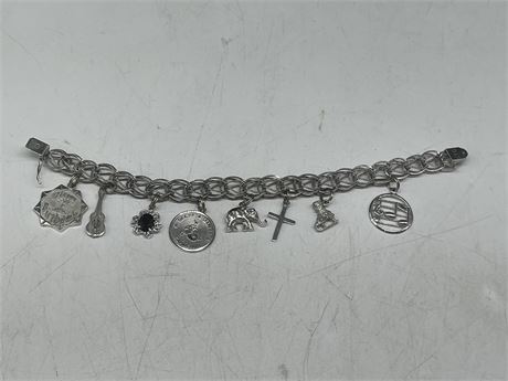 VINTAGE STERLING CHARM BRACELET WITH STERLING CHARMS