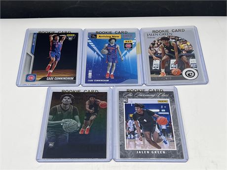 5 ROOKIE JALEN GREEN CARDS - 2 ARE NUMBERED