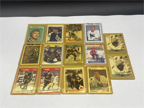 14 MISC SIGNED NHL CARDS