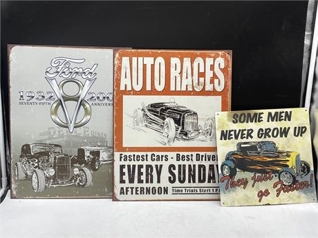 3 METAL AUTO SIGNS LARGEST 12”x16”