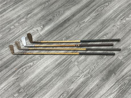 4 VINTAGE HICKORY RIGHT HANDED GOLF CLUBS