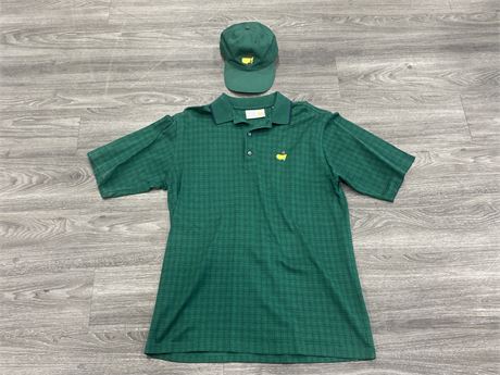 VINTAGE “THE MASTERS” GOLF COLLARED SHIRT & HAT - AUTHENTIC