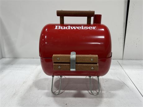 SMALL BUDWEISER WOODCHIP BBQ - NEVER USED (15” tall)