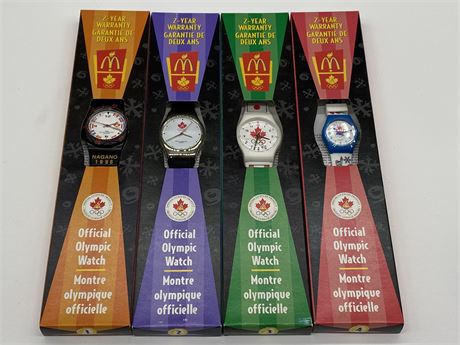 LOT OF 4 OLYMPIC MCDONALD’S WATCHES IN BOXES