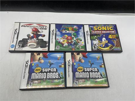 LOT OF 5 DS GAMES