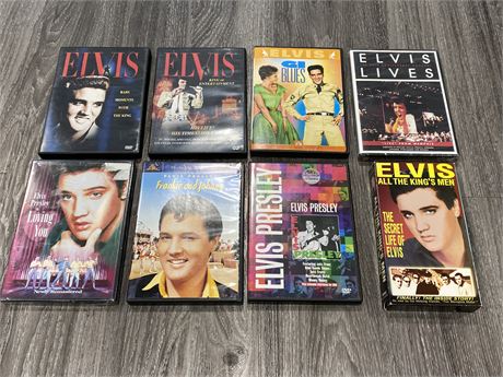 7 ELVIS DVDS & 1 VHS