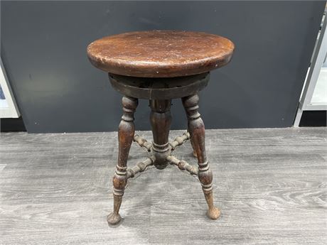 EARLY ANTIQUE PIANO STOOL - 19” TALL
