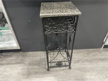 MARBLE METAL PEDESTAL PLANT STAND 12”x12”x28”