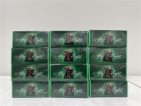 12 NEW BOXES OF AFTER EIGHT DARK MINT THINS - EXP DATE IN PHOTOS