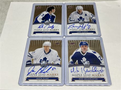 4 UPPERDECK MAPLE LEAF MARKS AUTO CARDS
