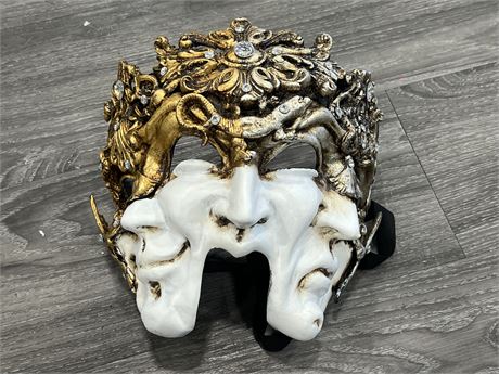 VENETIAN THREE FACES MASK - HAND CRAFTED IN ITALY - 9.5” TALL