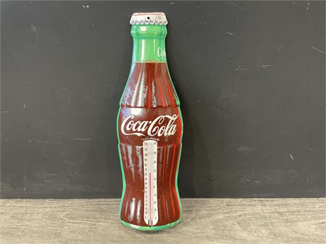 VINTAGE COCA COLA METAL THERMOMETER - 16” TALL